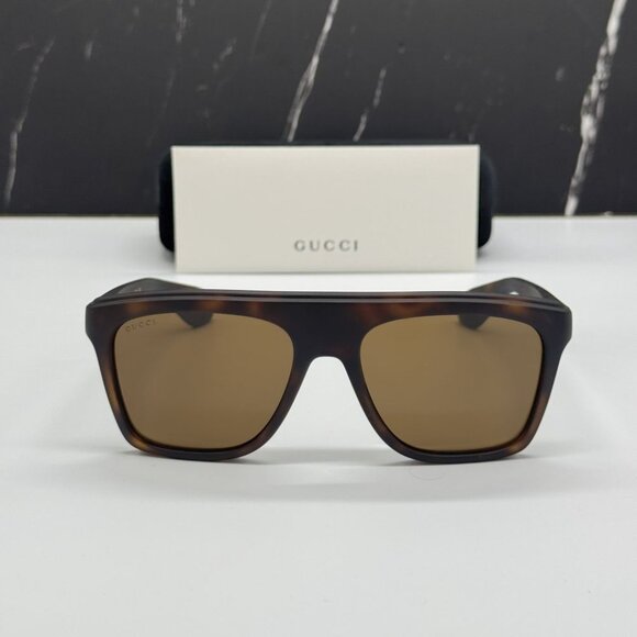 NEW GG1570S 002 GUCCI HAVANA SQUARE MEN GUCCI SUNGLASSES - Picture 1 of 14